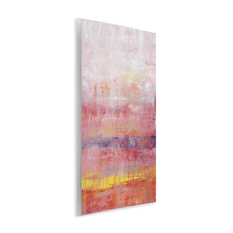 Art mural moderne sur toile rose, par Hilary Winfield, H 15 po x l 10 po