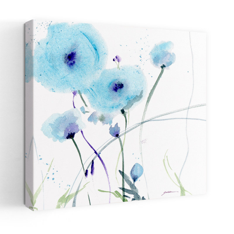 Blues Contemporary Abstract Art, 18" H x 18" W