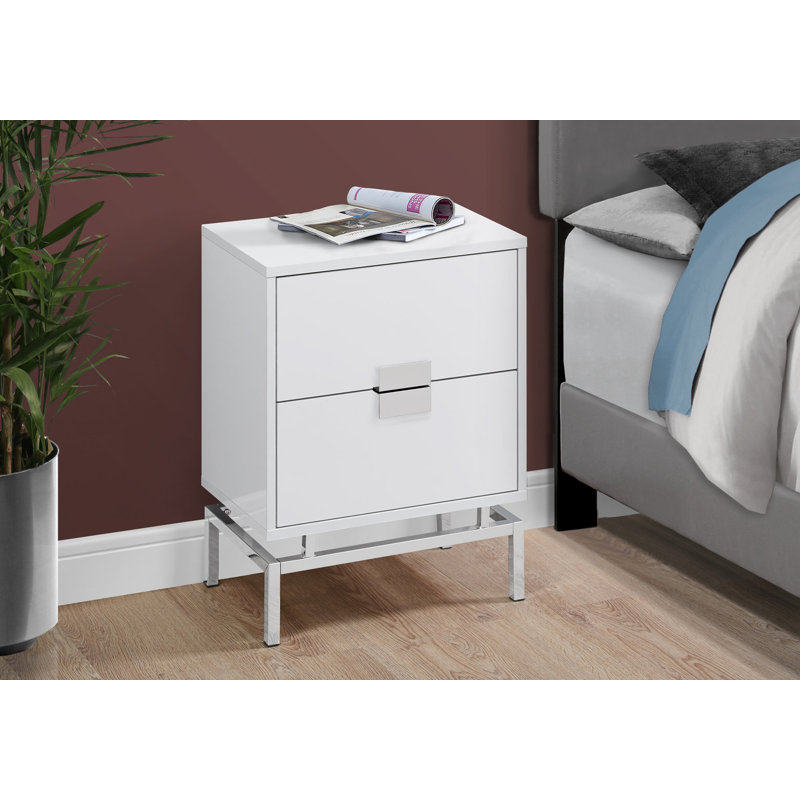 Table de bout haute 23,5 po Lieber, Blanc, Silver