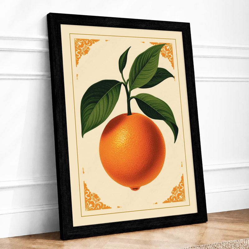 Orange Study Botanical - Framed Print, A1 - 84.1 x 59.4 cm, Black