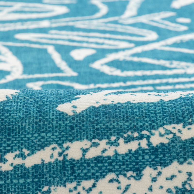 Sportsglyphs Tennis Ivory Power Loom Polyester Area Rug, Rectangle 2' x 3', Blue 