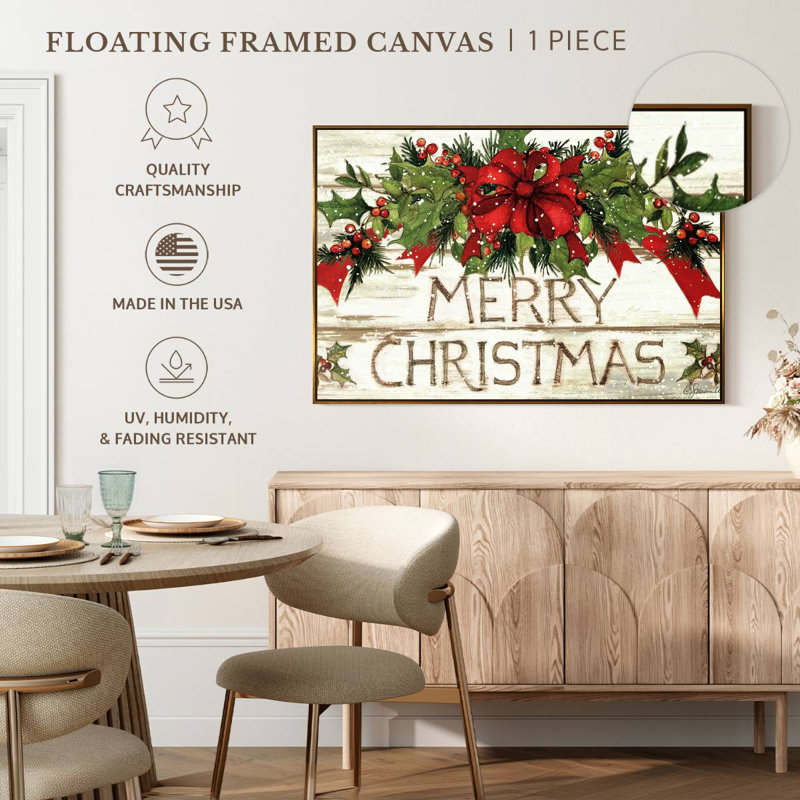 Evergreen Christmas I, Cadre flottant doré, 31 po x 21 po