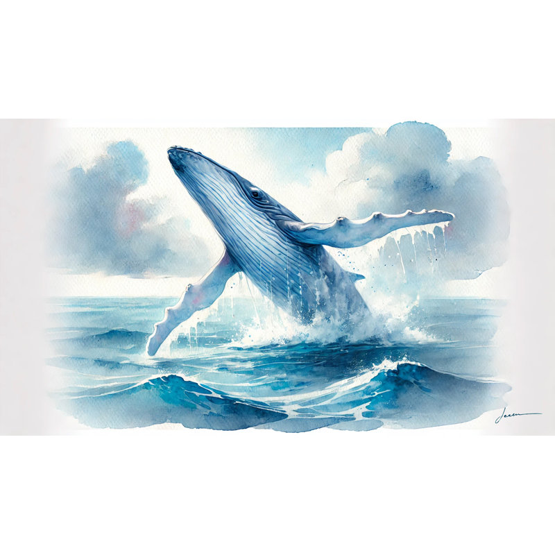 Impression sur toile majestueuse baleine à bosse, H 24 po x l 42 po