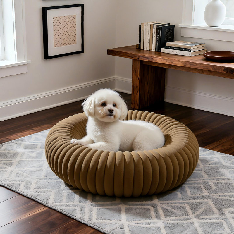 Lit pour chien Calming Donut, Tanné, Petit (H 7 po x l 24 po x P 24 po)