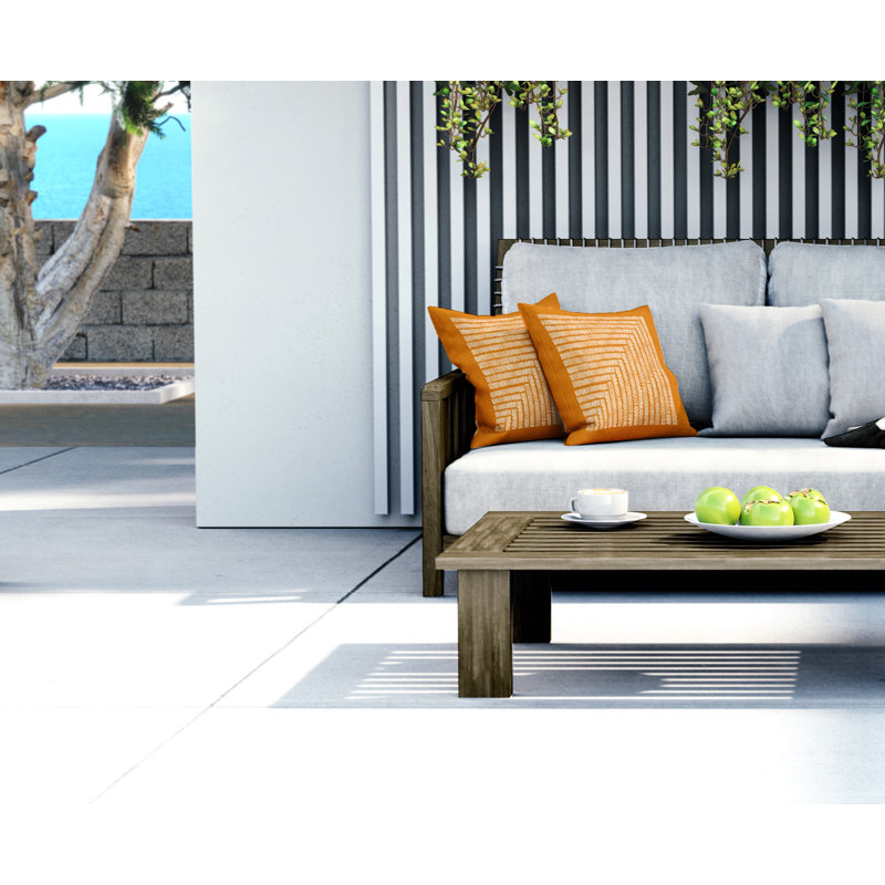 Jeté carré en polyester intérieur / extérieur, L 17 po x H 17 po, Orange