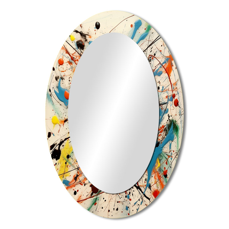 All That Jazz Colorful Joy II - Multi-Color Modern Oval Wall Mirror, 36" x 24"
