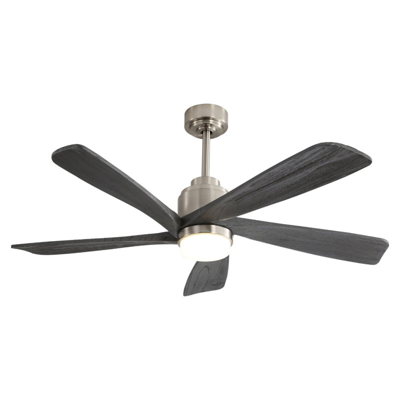 52 Inch Ceiling Fan With Dimmable LED Light 5 Solid Wood Blades Smart Remote Control Reversible DC Motor Ceiling Fan, White
