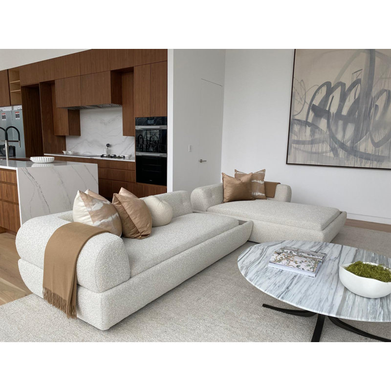 Amara Modern Sectional Sofa with Wood Panel