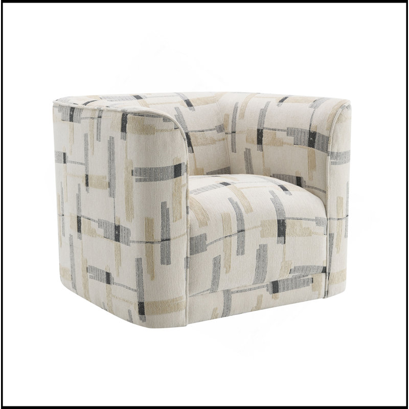 Chaise en tissu à motif beige avec pivot
