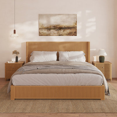 Platform Bed Frame with Headboard, King Size Floor-standing Bed