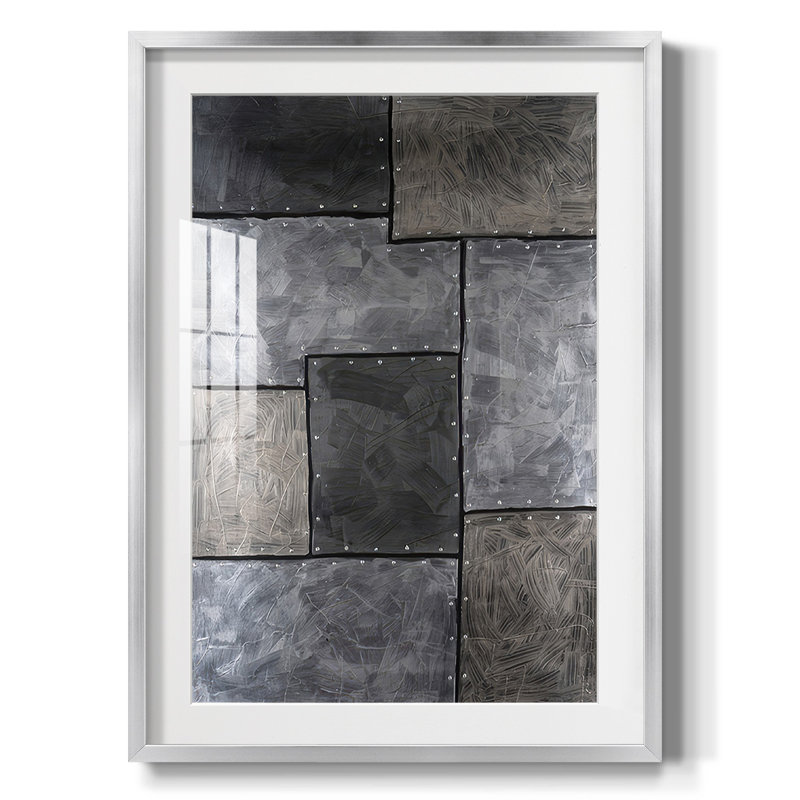 Steel Plates II - Impression encadrée, H 28,5 po x l 20,5 po, Argent argent