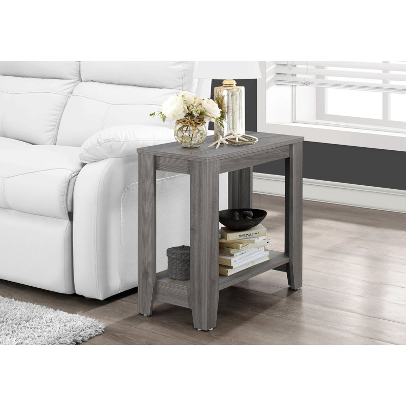 Table d'appoint, côté, bout, table de chevet, lampe, salon, chambre à coucher, stratifié gris, transitionnel, Gris
