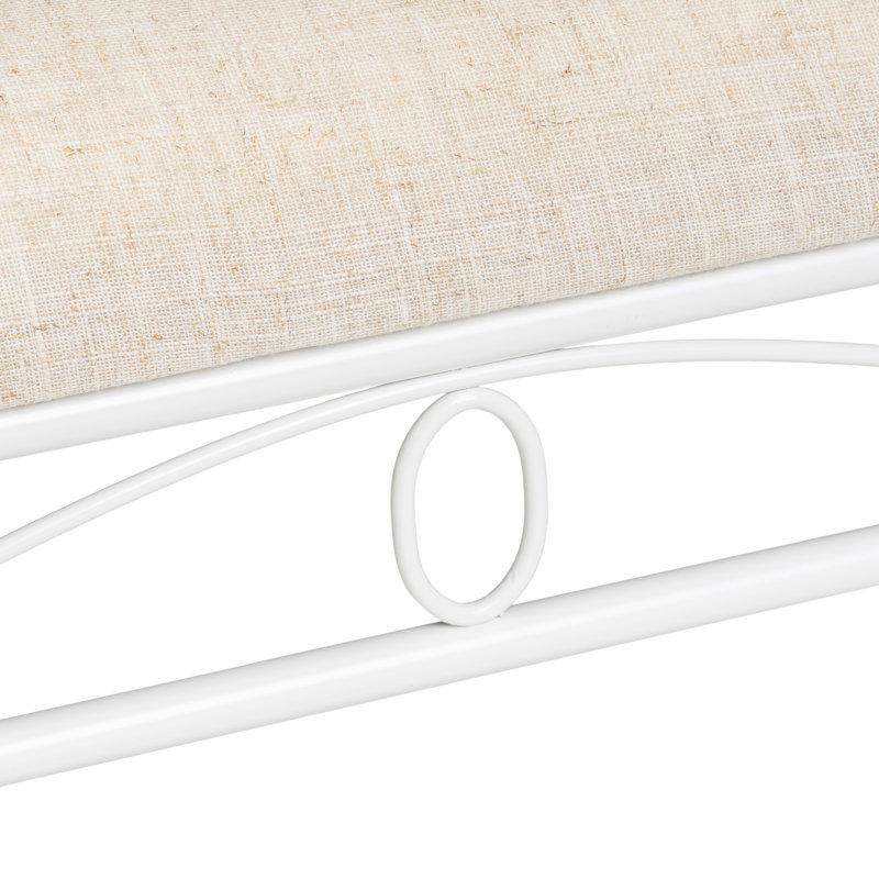 Genoa Linen Upholstered Bench, White/Beige