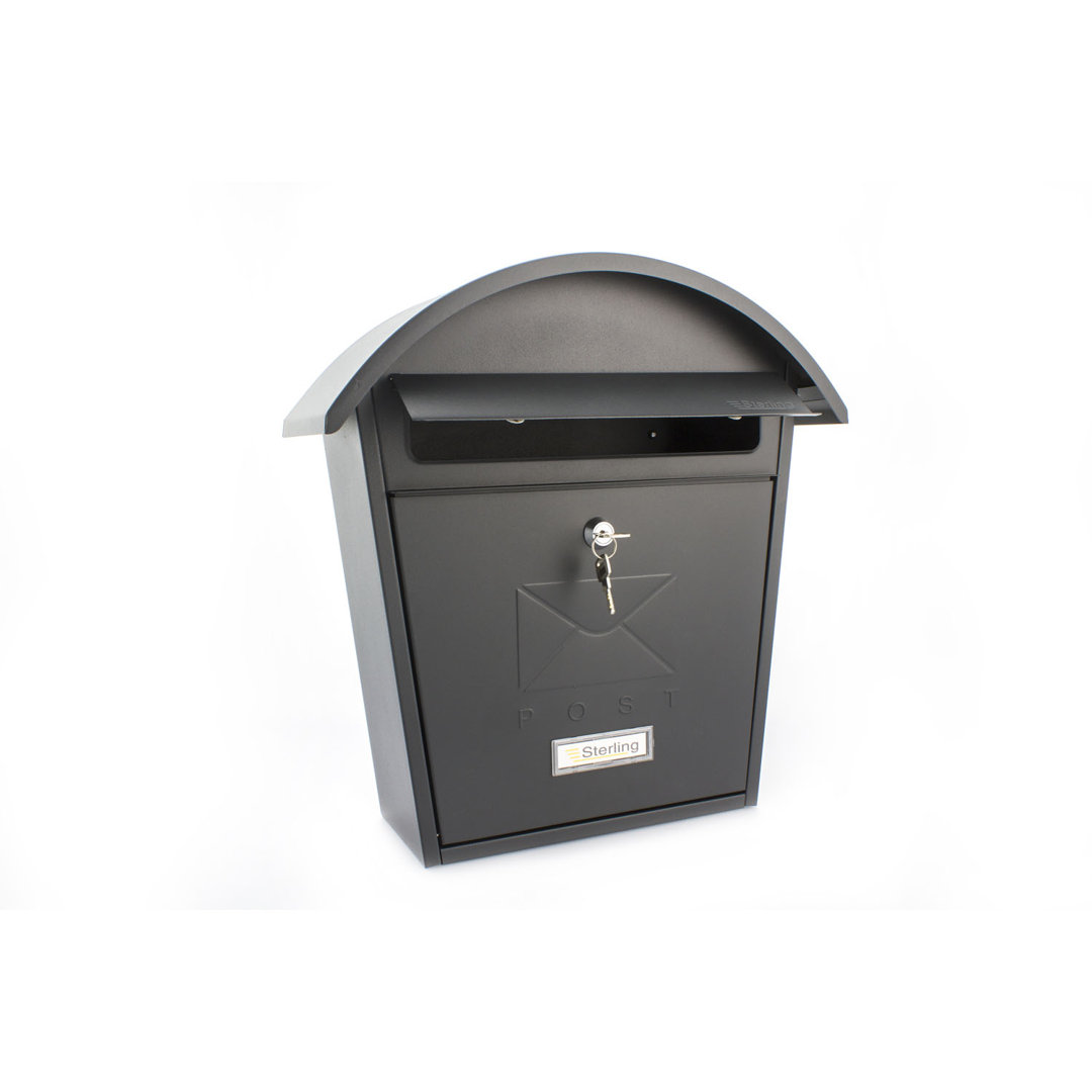 Classic 2 Wall Mounted Galvanised Steel Lockable Weatherproof Post Box - 36x38x13cm