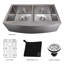 DuraSnow® ZLINE 36" Niseko Farmhouse Apron Mount Double Bowl Fingerprint Resistant Stainless Steel Kitchen Sink with Bottom Grid