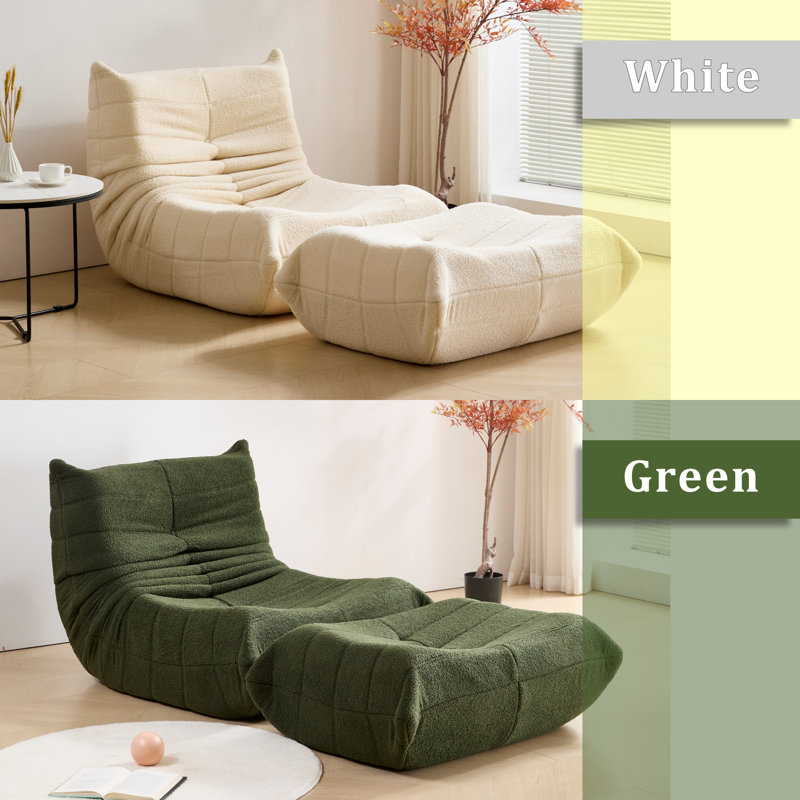 Teddy Fabric Standard Armless Bean Bag Chair & Lounger, Green