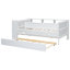 Lit de jour multifonctionnel avec lit gigogne, tête de lit et tables de rangement, blanc