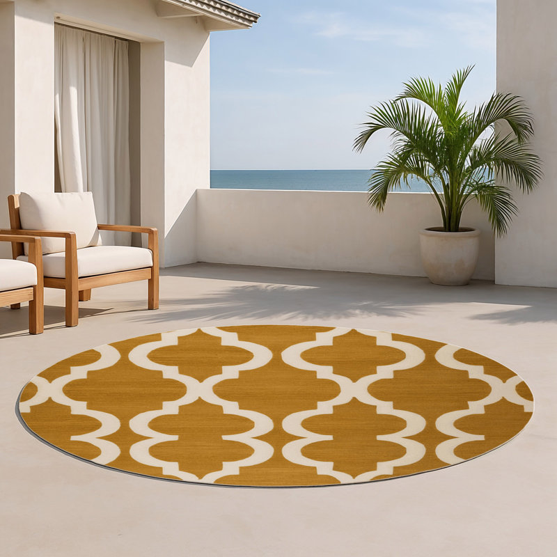 Tapis brun intérieur et extérieur Trellis, Rond 5 pi