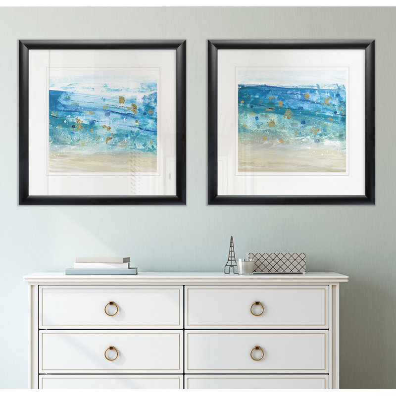 «Sea Glass Summer I», ensemble de 2 peintures encadrées