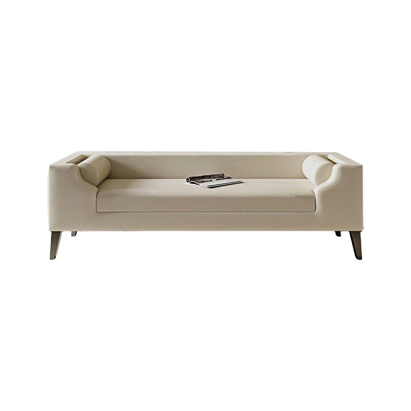 Banc rembourré en microfibre / microsuède de conception simple, H 21,65 po x l 78,74 po x P 21,65 po, Beige