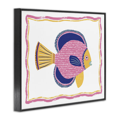 Illustration de poisson rose, estampe numérique, design par Lisa Nohren
