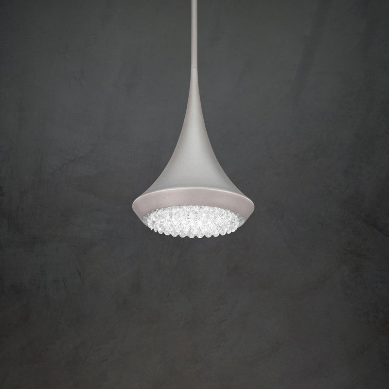 1 - Light LED Single Pendant, 12" H x 8" W x 8" D, Antique Silver