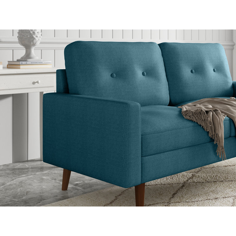 Canapé à accoudoirs carrés en chenille 70 po Marchant, Bleu clair