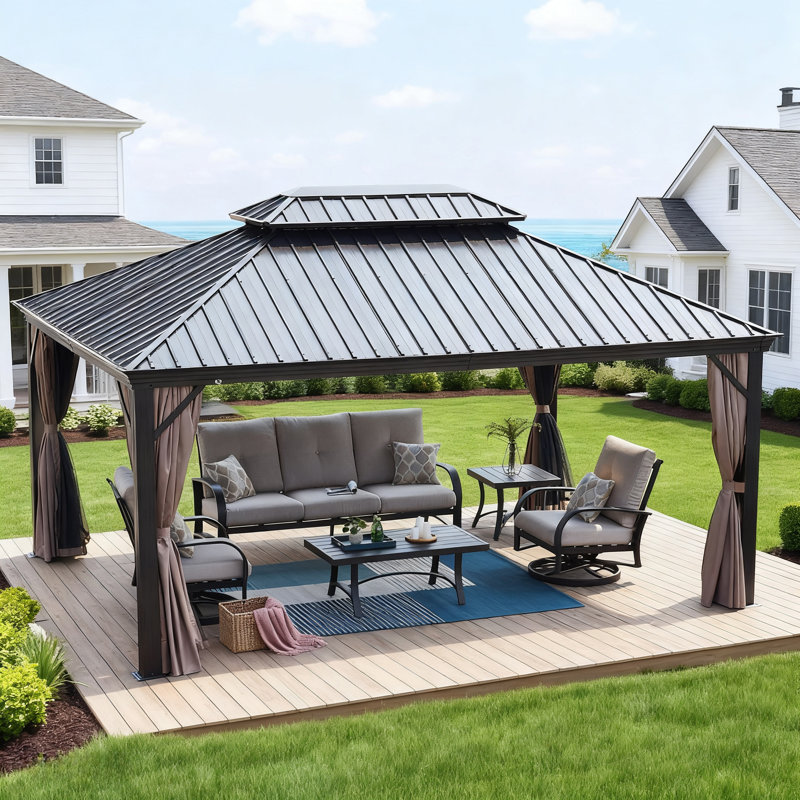 Hardtop Aluminum Patio Gazebo, 12 ft x 10 ft