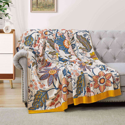 Jeté 100% coton naturel, jeté Boho tissé doux et respirant pour canapé, canapé et lit