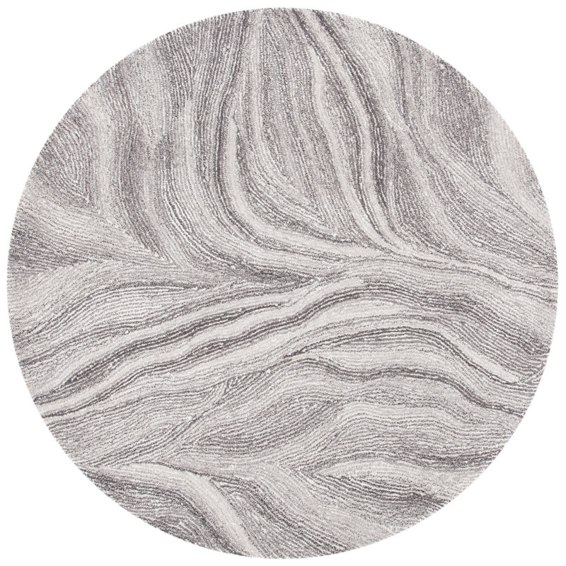 Tapis abstrait en laine et coton touffeté à la main Albria, Rond 6 pi