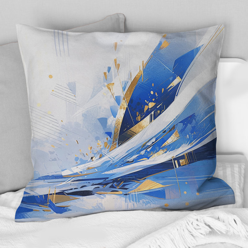 Coussin cubique bleu et blanc Kaleidoscope II