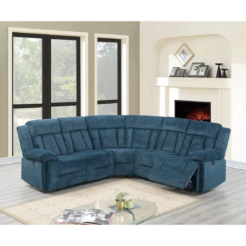 Canapé modulaire inclinable en chenille bleue Elche