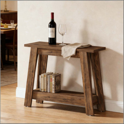 Rustic Console Table,2-Tier Entryway Table,Narrow Sofa Table