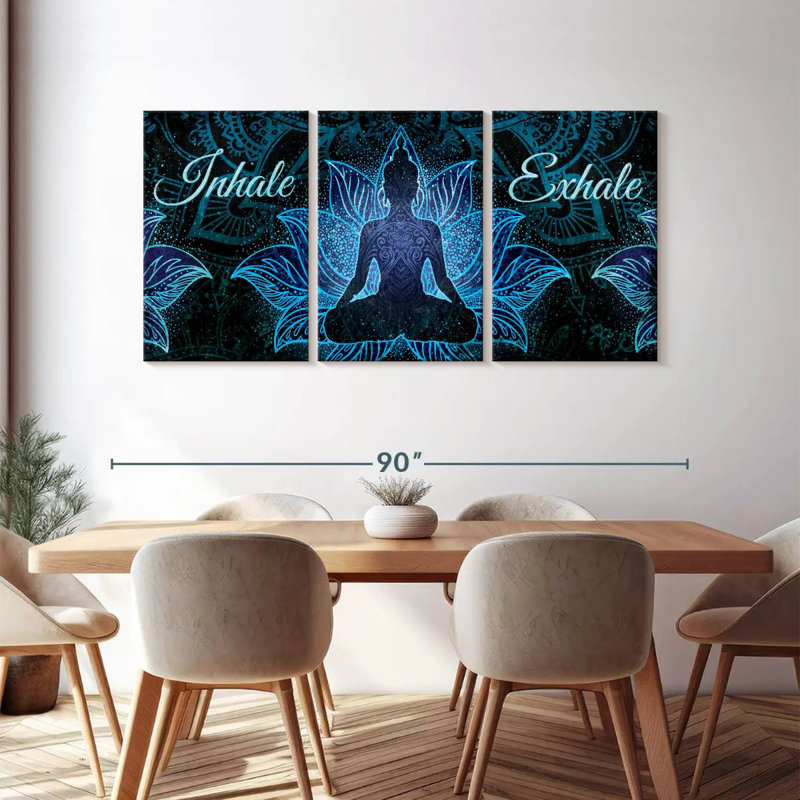 " Inhale Exhale Zen X " 3 - Pieces, 39" H x 80" W x 1.25" D