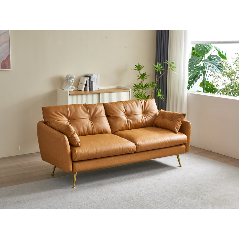 Kajuan 82'' Faux Leather Sofa, Modular Sectional Sofa Down Filled Sectional Sofa for Living Room