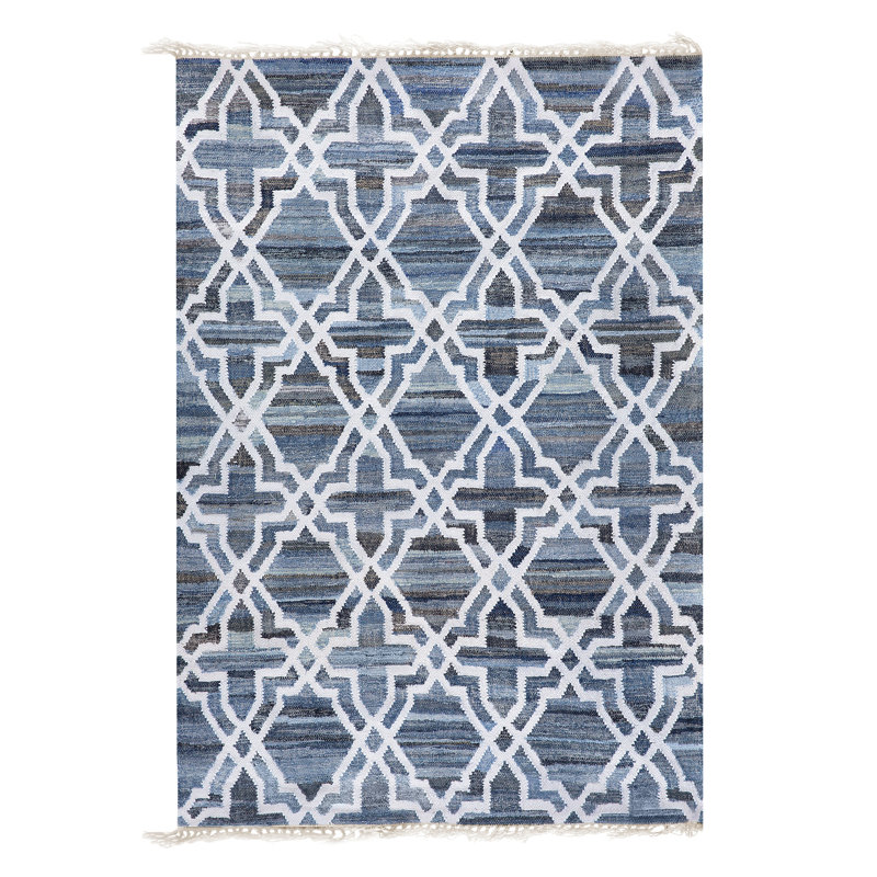 Geometric Cotton Hand Woven Area Rug, Rectangle 140 x 200cm