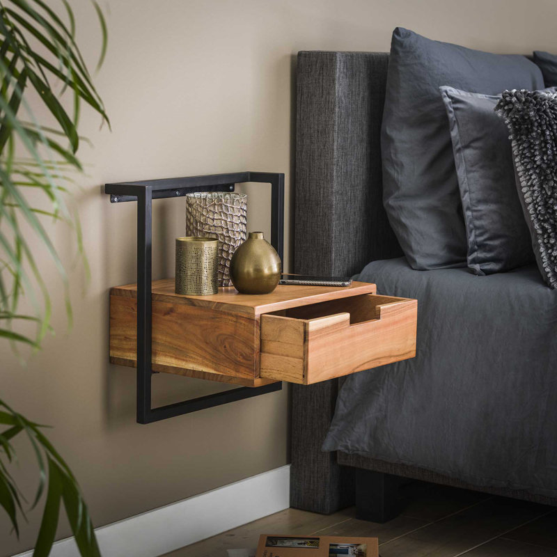 44cm W Steel Bedside Table