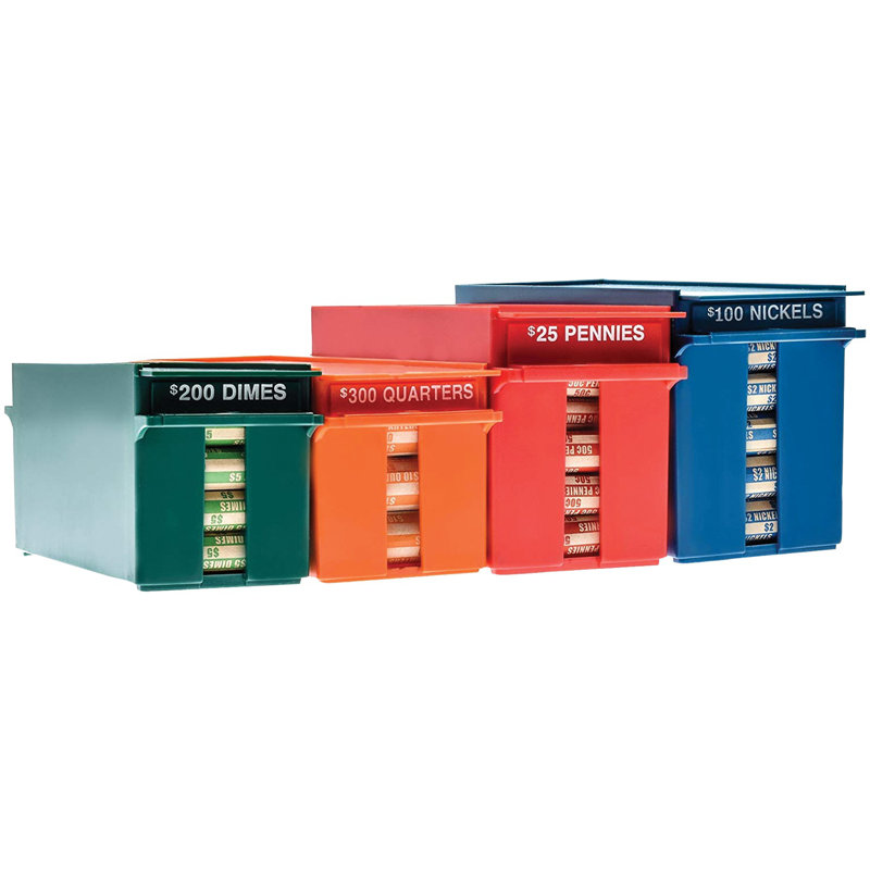 Multicolor Plastic Lockable Coin Storage Boxes Set