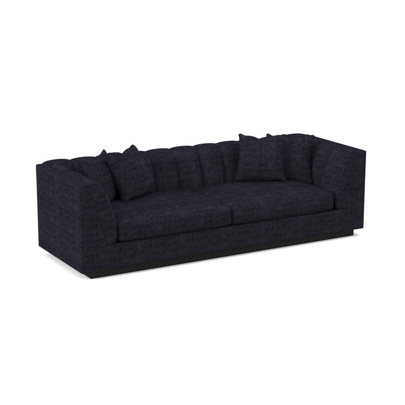 Canapé Dapper, 100 % polyester bleu marine Venise, Espresso