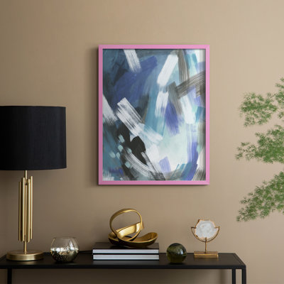 Aquatic Crosshatch II Framed Print - Solid Wood