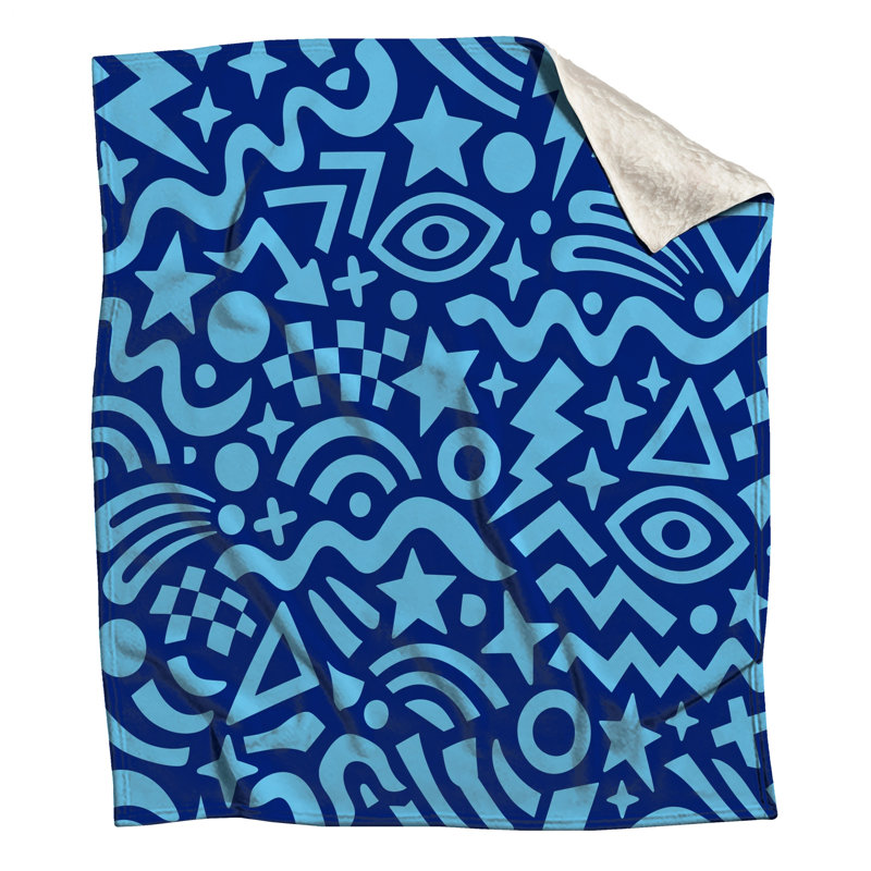 Couvertures bleues à formes abstraites, 50in W x 60in H