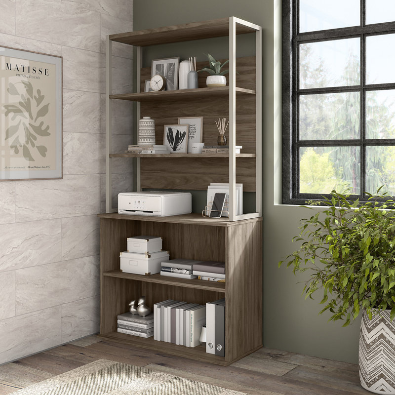 Grande bibliothèque hybride Bush Business Furniture, Hickory moderne