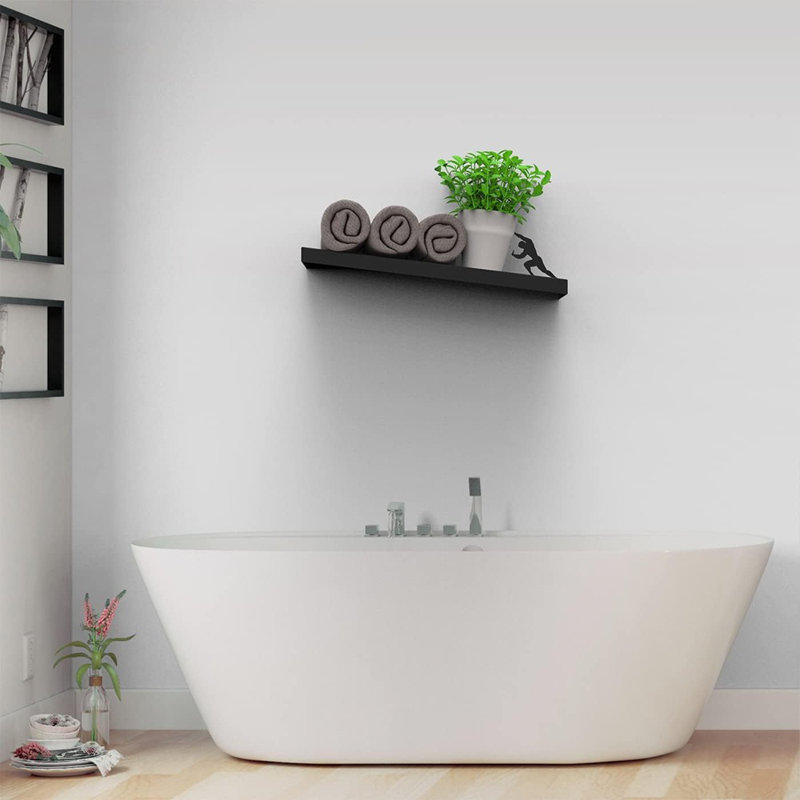 Tablette flottante pour papier hygiénique - métal noir Sisyphus, organisateur de salle de bain mural à 1 niveau, rangement inclinable minimaliste moderne pour mouchoirs, lingettes et serviettes