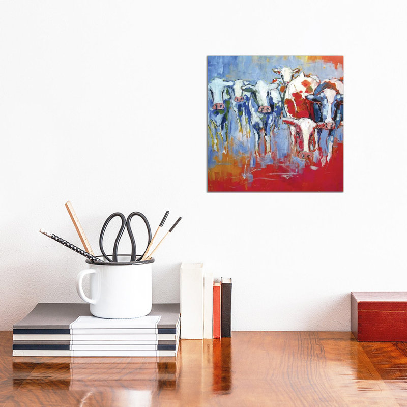 Cows by Luc. - Wrapped Canvas Painting, 30.48 cm H x 30.48 cm W