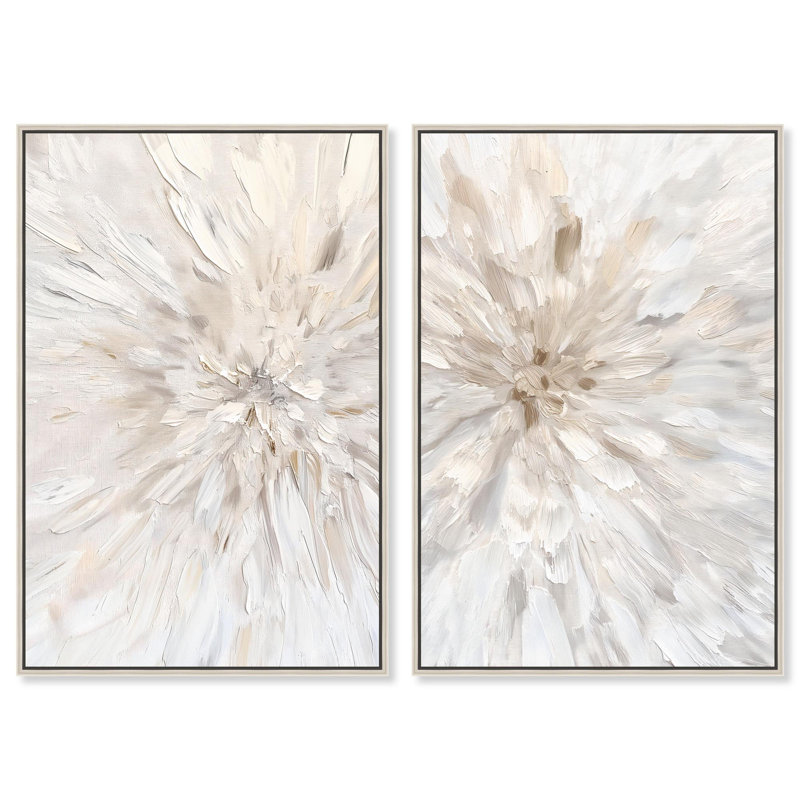 Silk Burst Duet Canvas Print Boho Gold Wall Decor Set by Art Remedy, Black Frame, 10 x 15, 46" H x 31" W, Cadre argenté