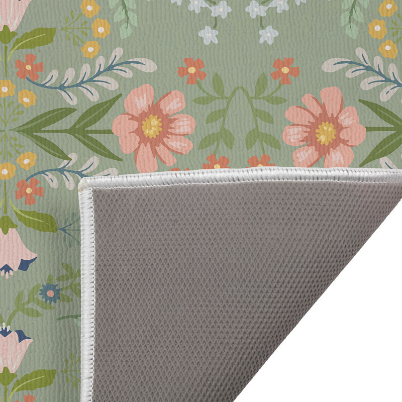 Tapis de toilette rectangulaire antidérapant Cecelia, 34" W x 21" L, Sage
