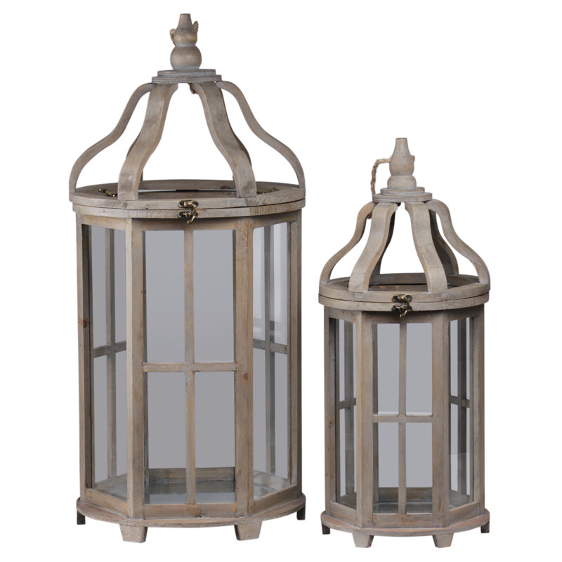 Ensemble de lanternes en bois 2 pièces