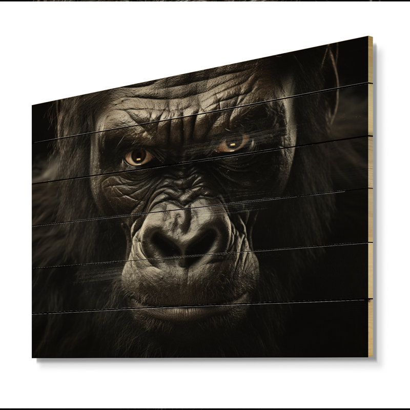 Afrique Gorillas Majesty sur bois, H 30 po x l 40 po x P 0,78 po