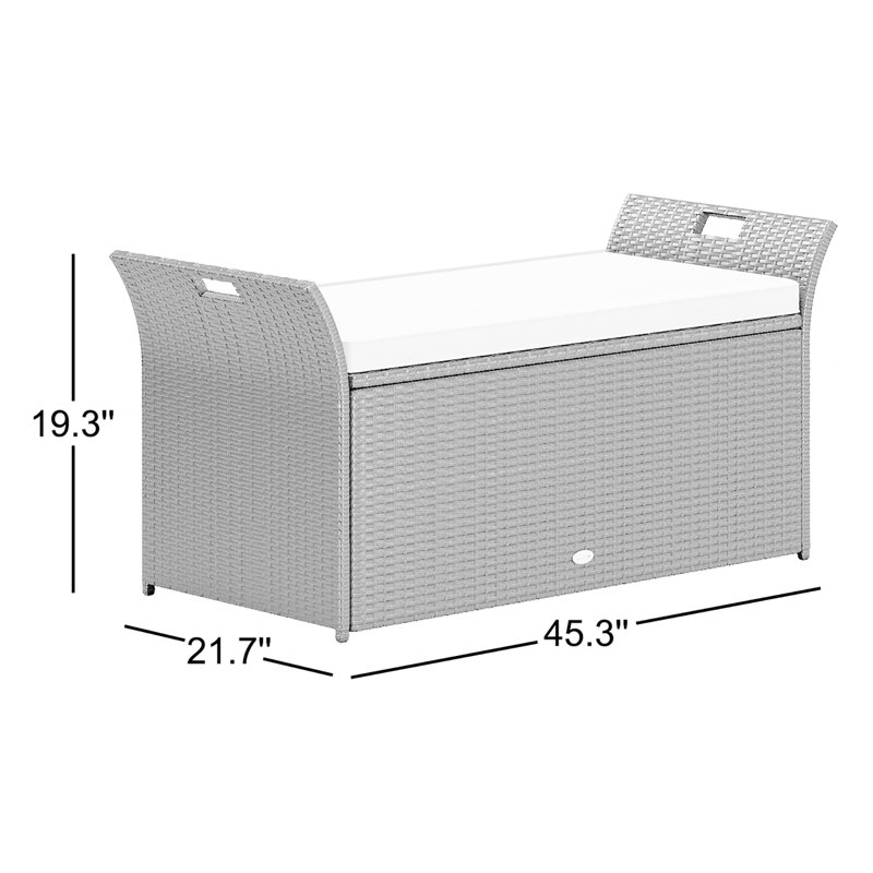 Friedbald 90 Gallon Outdoor Storage Bench with Cushion, Grey