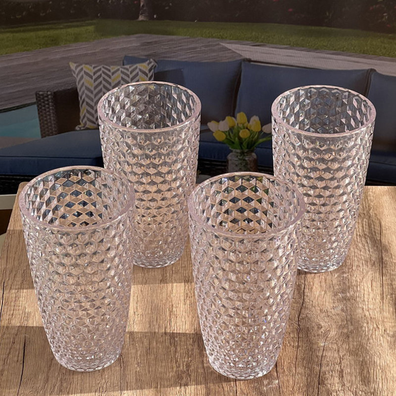 Verres en diamant taillés en acrylique, 19 oz liq., Clair